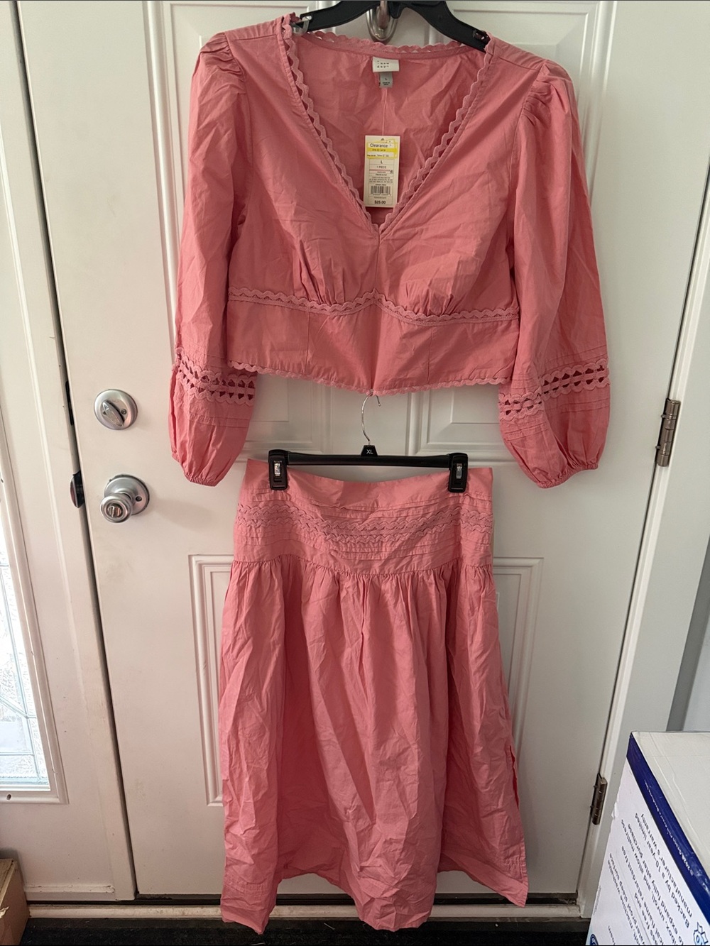 a new day Pink Two-Piece V-Neck Top & Full Skirt Set